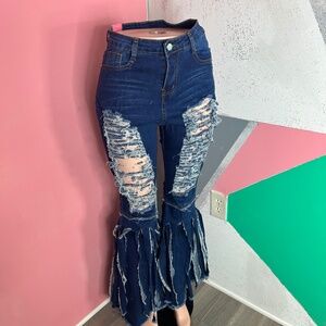 Tassel bell bottom jeans